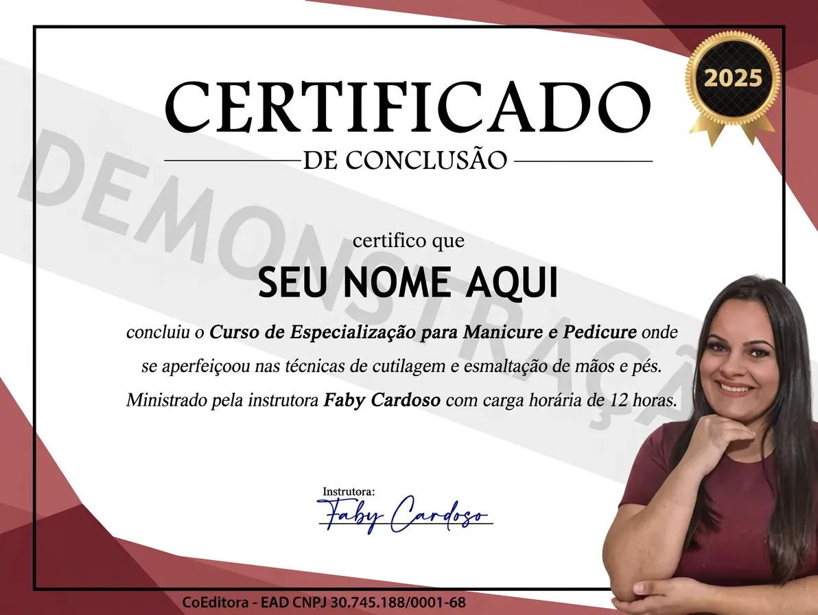 Certificado de conclusão emitido pela Faby Cardoso